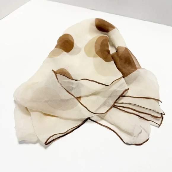 Echo Cream Scarf with Tan Polka-Dot Accent - Picture 4 of 8